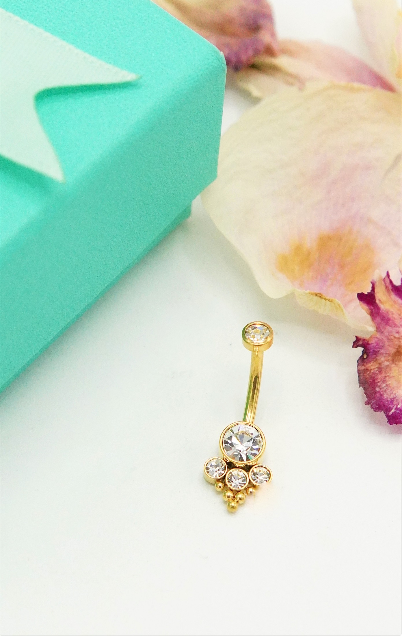 Elbauldejuma - Piercing Ombligo Navel 10 Mm Titanio Astm F136 G23 Triada Dorado