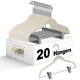 thumbnail image 1 of Perchas delgadas para abrigos, pack de 20 en marfil con pinzas, 1 of 9