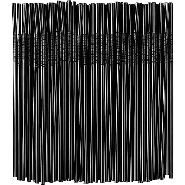 XmhyTop 100 Unidades Popotes de Plástico Negro, 5 mm de Diámetro, 21 cm de Altura, Straws para Bebidas Desechables y Resistentes, Ideal para Eventos, Restaurantes y Uso Doméstico