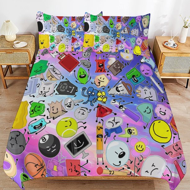 Game BFDI Battle For Dream Island Bedding Set Duvet Cover Comfortable and Lightweight Cartoon Bedding 3 Piece Bed Set