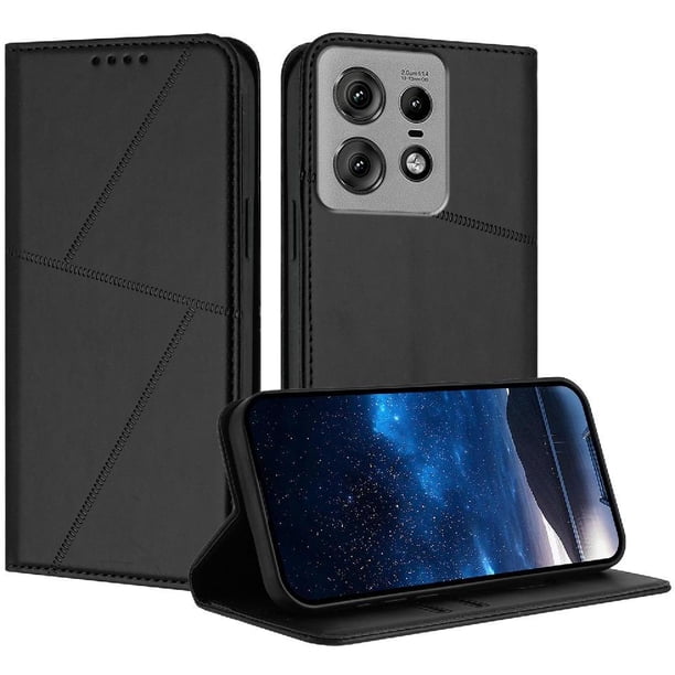 Funda Cartera Magnética para Motorola Edge 50 Pro Protección Antichoque con Ranuras Negro