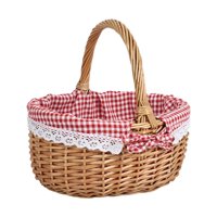 Ioensy - Cesta De Picnic De Mimbre Cesta De Regalo Decorativa Resistente Para Cocina Dormitorio Playa S Rojo Blanco
