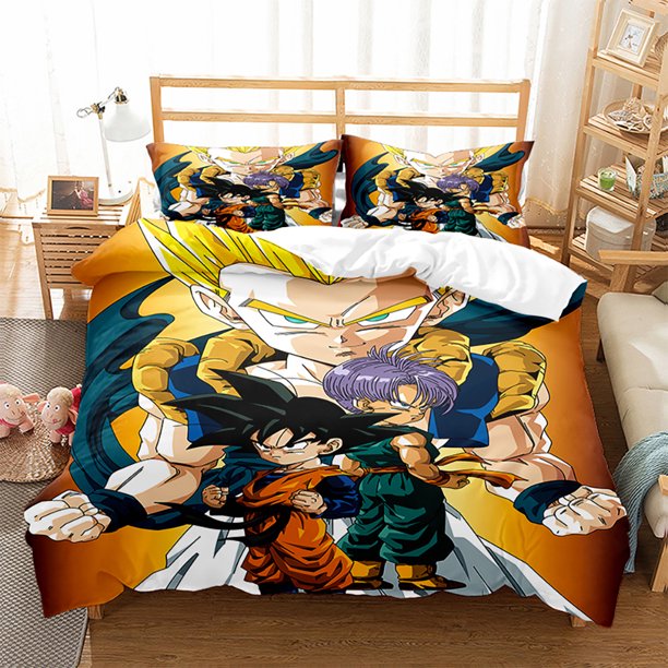 Goku Dragon Ball Bedding Set Duvet Cover Quilt Cover Pillowcase Double Queen King Size Bedroom Home Textile Children Boys Gift Bed Sheets