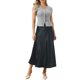 thumbnail image 2 of INSPIRE CHIC Blusa de Mujer de Tweed a Cuadros con Cuello en V, Manga Corta y Dobladillo Peplum Negro Talla L, 2 of 6
