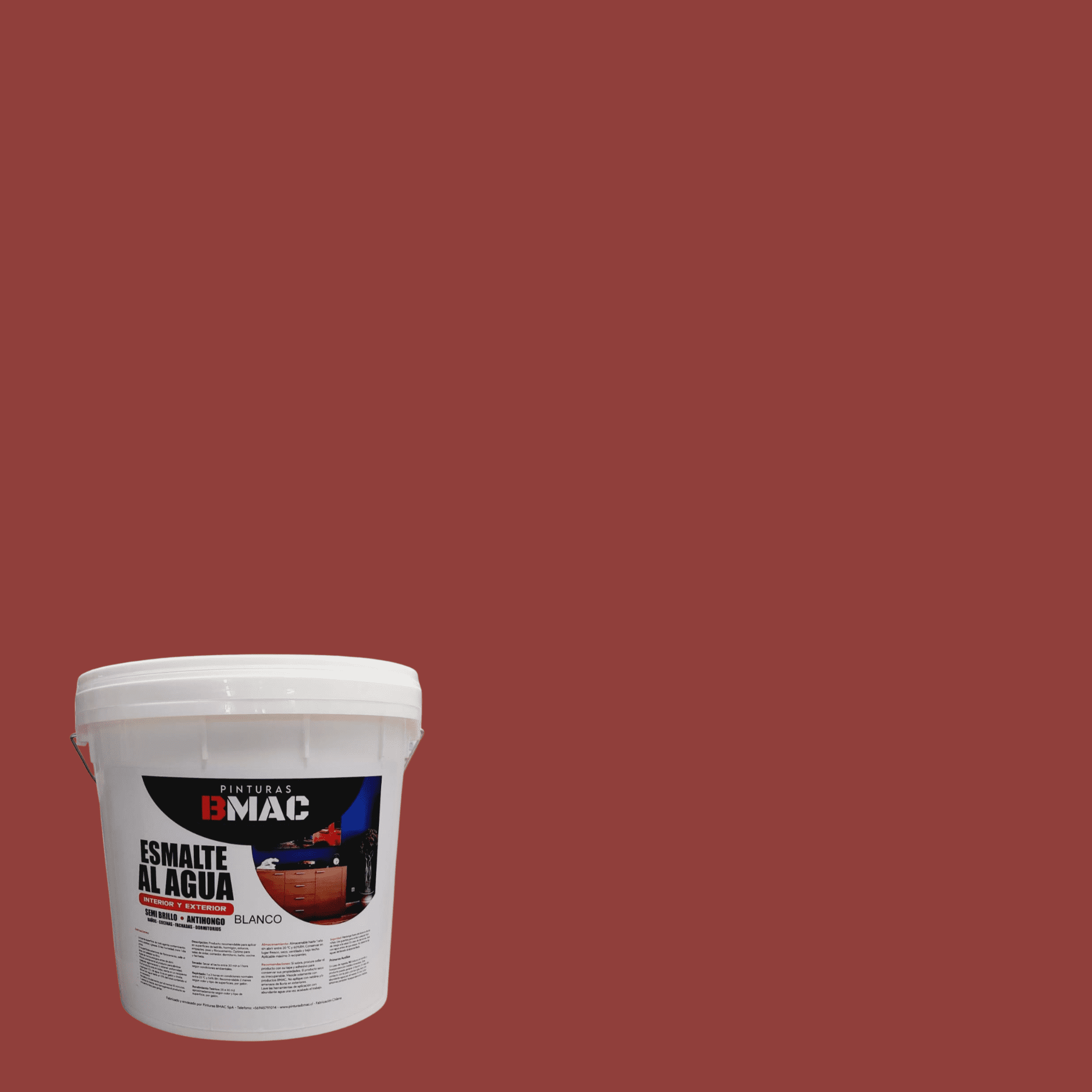 Bmac - Esmalte Al Agua Rojo Colonial Semibrillo Tineta 4g