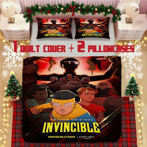 Invincible Hero Poster Soft Printed Bedding Set Polyester Fabric Decorative & Warm