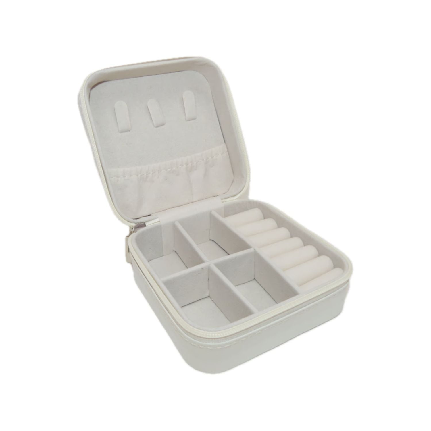 Disparo - Estuche Organizador Joyas Cuadrado 10cm Joyero Blanco Aros