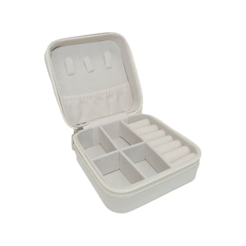 Disparo - Estuche Organizador Joyas Cuadrado 10Cm Joyero Blanco Aros