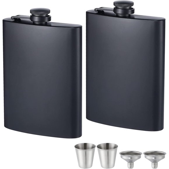 Set de 2 petacas ROMORC de acero inoxidable, 8 oz (237 ml)