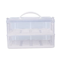 Magideal - Portador De Magdalenas Transparente De 2 Niveles Con Tapa Transportador De Alimentos Inserto Apilable Soporte Portátil Para Magdalenas Para , Blanco