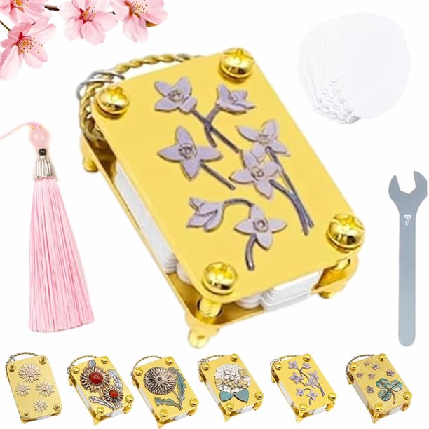 Mini prensa flores llavero kit completo oro metal miniatura conservación senderismo manualidades