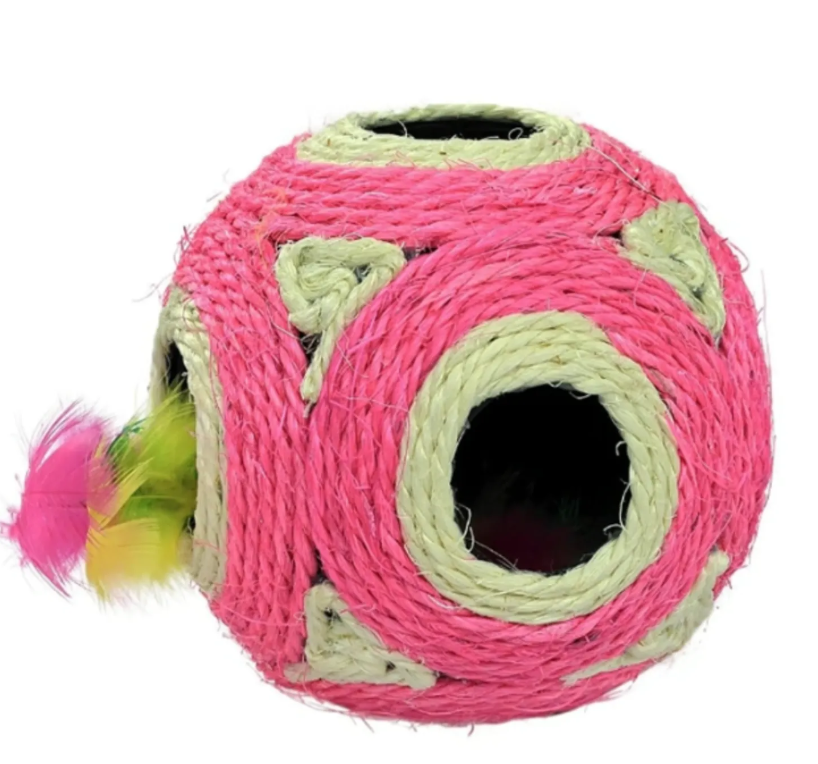 Genérico - Pelota De Sisal Con Sonajero Para Gatos Fuscia