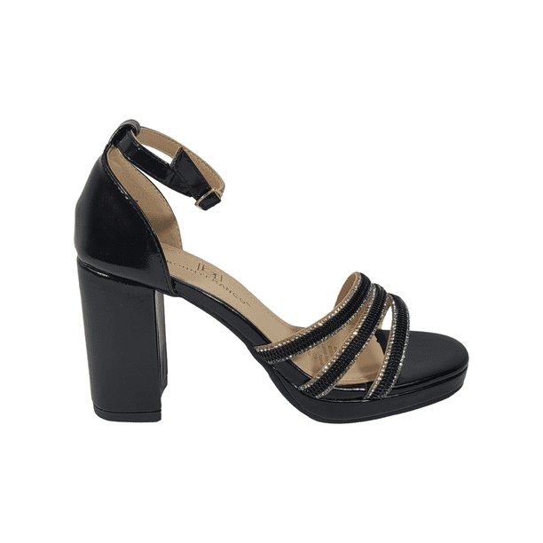 SANDALIAS DE FIESTA BONNY FRANCO NEGRO CHAROL MUJER 406-0069 - Talla 40