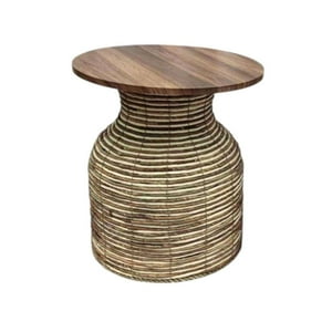 Oem - Mesa De Centro Auxiliar Tejida Bambu Madera Decoración 80Cm