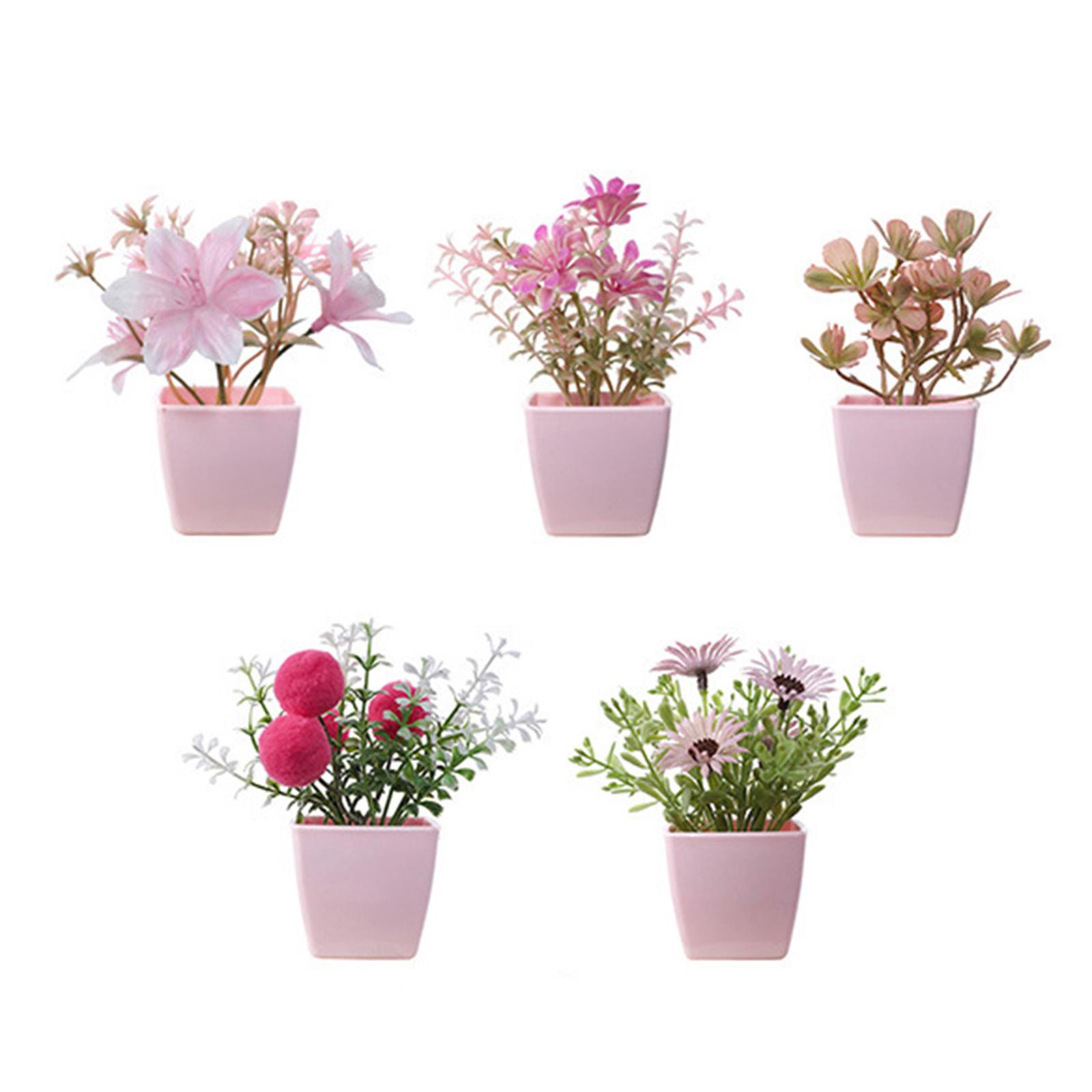 Magideal - 5 Piezas Flores Artificiales En Maceta Centros De Mesa Pequeños Y Flores De Plástico Con Diseño Creativo Que No Se Marchita Adecuado Para La Decoraci Estilo B