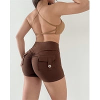 Flix Spa - Short Deportivo Mujer Pretina Alta Bolsillos Traseros