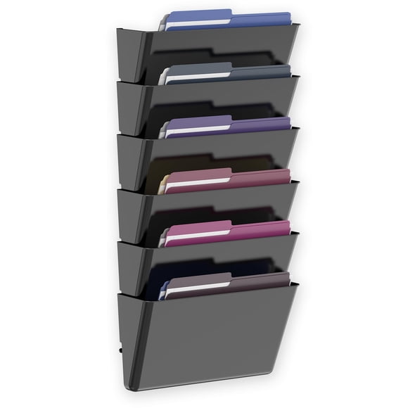 Organizador de archivos de pared MINDEPOT con 6 bolsillos, acrílico, negro