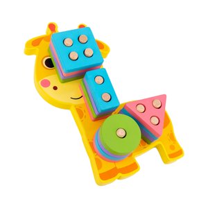 Magideal - Baby Boy Girl Montessori Wood Shape-Clasificación Apilador Geométrico Bloques De Construcción Juguetes De Desarrollo Juguetes Educativos Juguetes Sensoriales P Jirafa