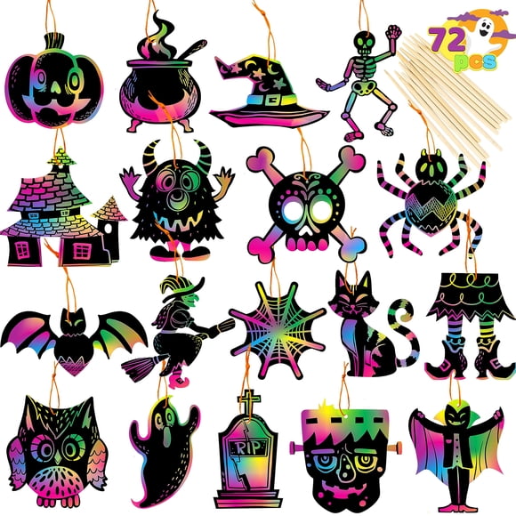 Crafts JOYIN Halloween Rainbow Scratch Art 72 unidades para niños