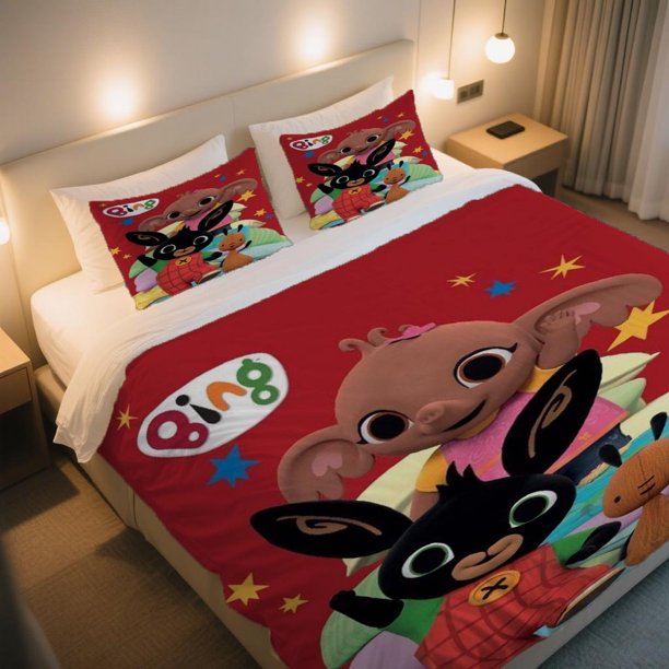 Bing Bunny and Friends Duvet Cover Set Vintage Printed Bedding Soft