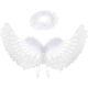 thumbnail image 1 of Alas de ángel y halo para niños, disfraz de ángel para adultos, alas de plumas (blanco), 1 of 7