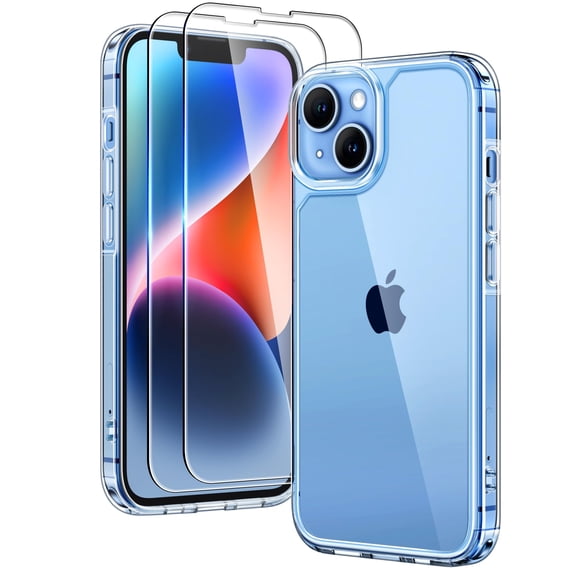 Funda TAURI 3 en 1 transparente con 2 protectores de pantalla para iPhone 14