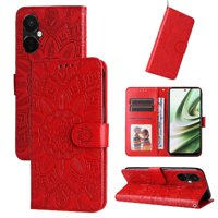 Funda Tipo Cartera Foxdock Para Oneplus Nord Ce 3 , Diseño Girasol En Relieve, Cuero Pu, Cierre Magnético, Soporte Y Tarjetero