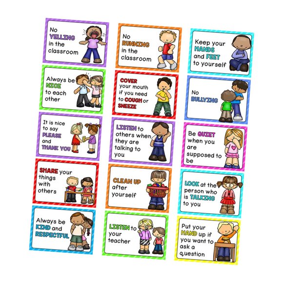 Carteles Educativos Nishiyuenyi Reglas Del Aula De Inglés 15 Piezas Preescolar