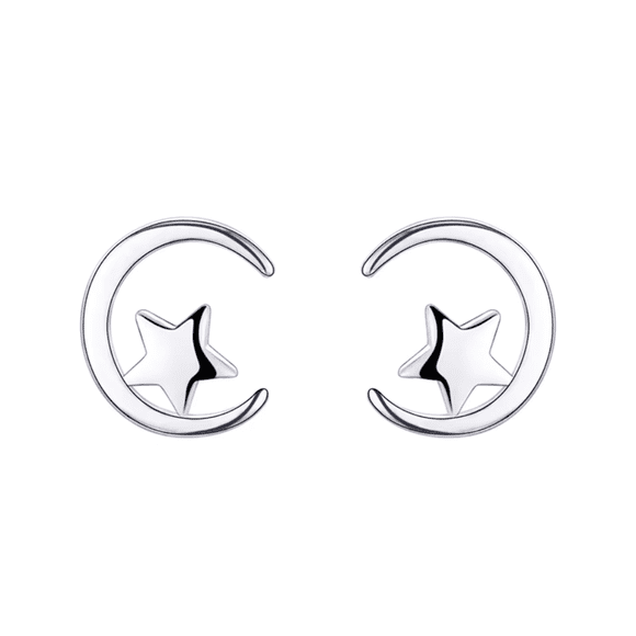 Aros Plata Diseño Luna y Estrella