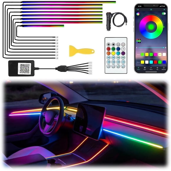 Luz LED interior acrílica TEKSHINNY de 6 tiras 12 V RGB con aplicación