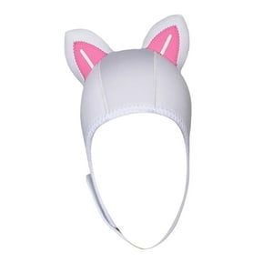 Genérico - Capucha De Buceo Con Orejas De Gato, Gorro De Neopreno De 3Mm Para Deportes Acuáticos, Gorro De Natación, Línea Blanca S