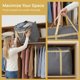 thumbnail image 4 of Almacenamiento de Ropa, Bolsas de Almacenamiento Plegables, Bolsas de Mudanza para Organizar Ropa, Edredón, Organizadores de Armario Gris 22.8*9.8*15.7in, 4 of 6