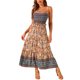 thumbnail image 2 of INSPIRE CHIC Vestido Maxi Floral Bohemio para Mujer sin Mangas con Cintura Fruncida y Tirantes Finos S Albaricoque, 2 of 5