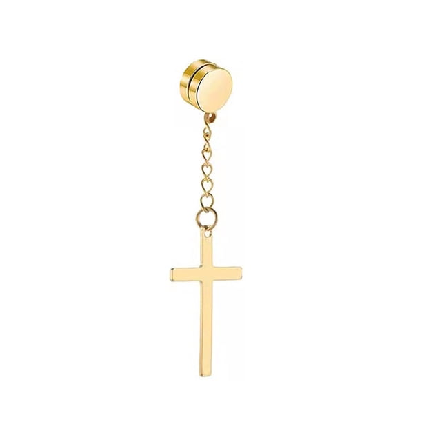 Stainless Steel Cross Chain Tassel Dangle Earrings for Women, Jewelry