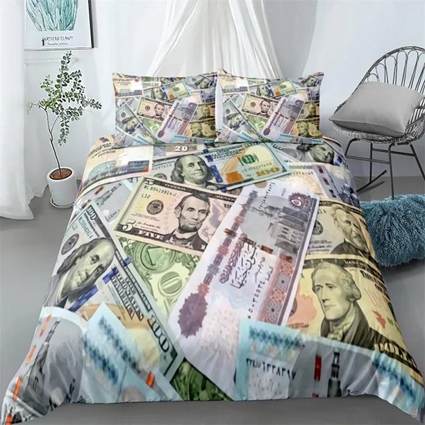 ed Dollar Bills Bedding SetDuvet Cover Comforter Bed Set Quilt Cover Pillowcase Boys Girls Adults