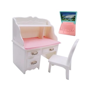 Magideal - Juego De Silla De Escritorio Para Casa De Muñecas A Escala 1/6, Accesorios De Decoración Para Casa De Muñecas En Miniatura, Cuaderno De Simulación, Ju Con Portátil Verde
