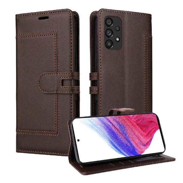 Premium Wallet Case for Samsung Galaxy A73 5G with Card Slots & Kickstand, Flip Cover Brown