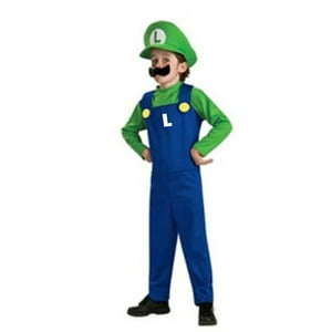 Tododisfraceschile - Disfraz Luigi Con Guantes Bigotes Mario Bros Talla 4