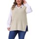 thumbnail image 4 of Agnes Orinda Conjuntos de Halloween para Mujeres Tallas Grandes Chaleco de Suéter de Punto Acanalado Cuello en V Sin Mangas Dobladillo Dividido Casual Jersey Tops de Tanque 2X Beige, 4 of 6
