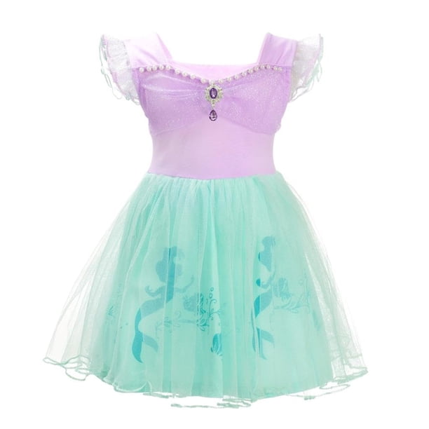 Disfraz elegante de princesa sirena con margaritas para Halloween, fiesta elegante, falda de tul, atuendo de verano para niñas pequeñas, talla 5T, estilo 20