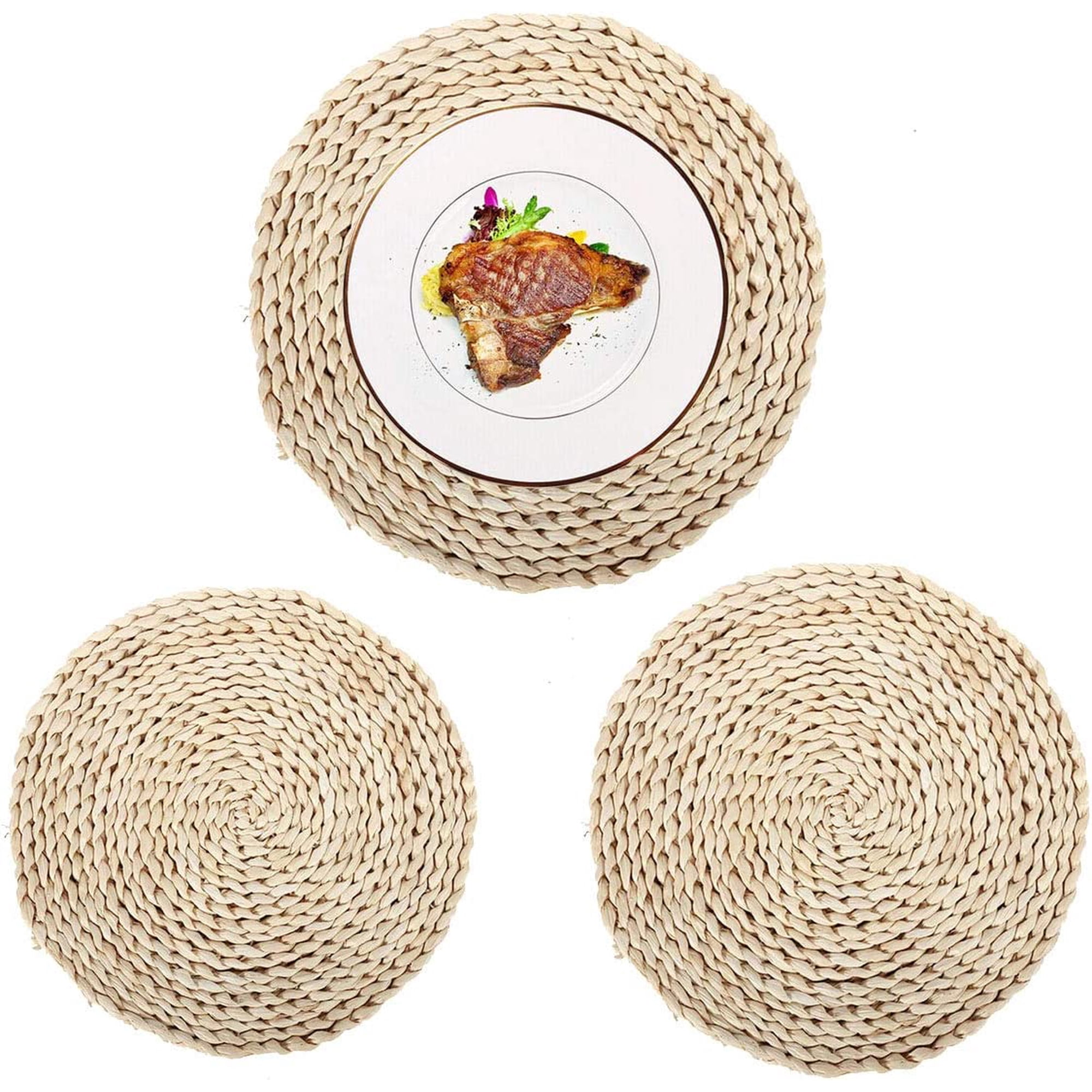 Xmhytop - Set De 2 Mantelitos Individuales Redondos De Ratán Y Mimbre Antideslizantes Y Resistentes Al Calor Estilo A 40cm