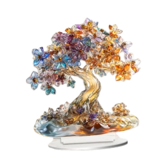 Adorno Acrílico De árbol De La Vida, Decoración De Escritorio Artesanal 2D Para Estantería, Estilo Hogareño C