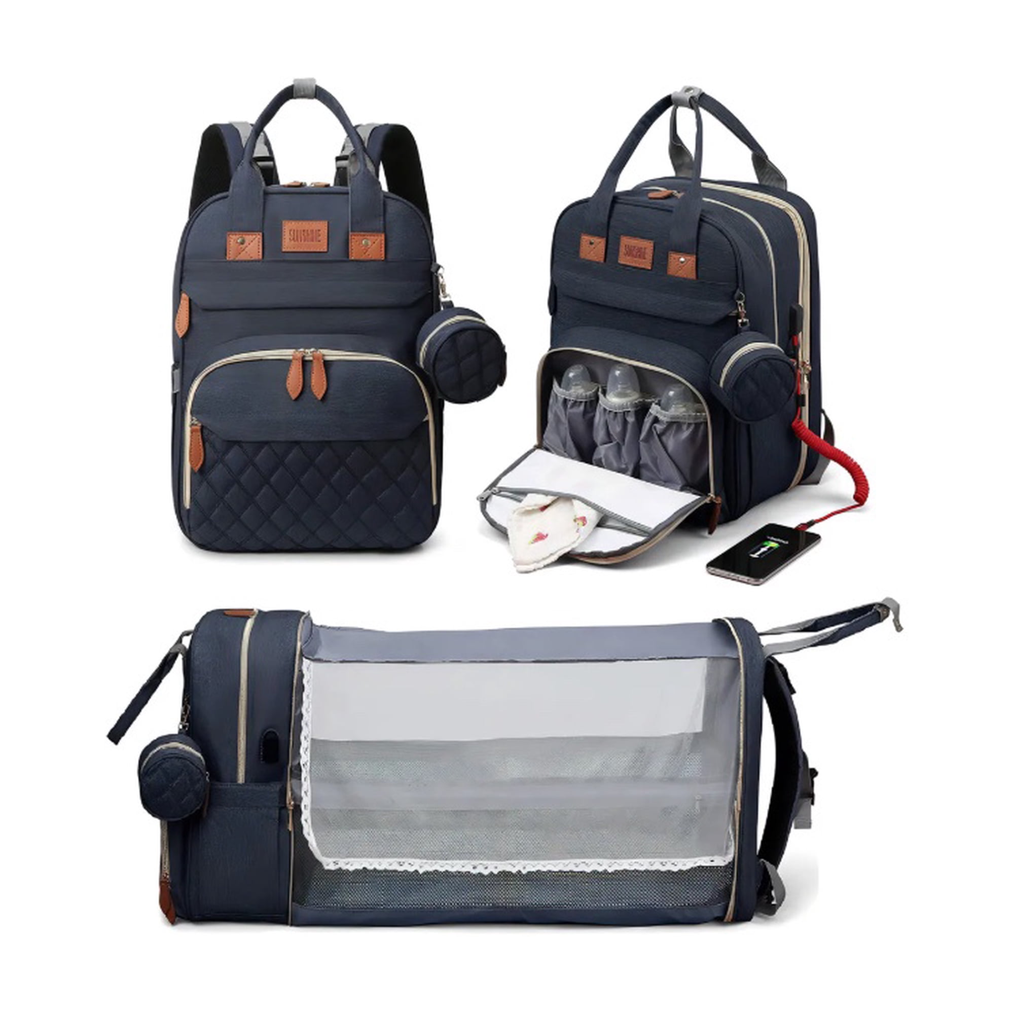 Riqui - Mochila Maternal 3 En 1 Azul