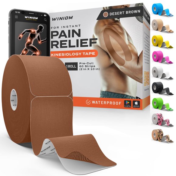 Cinta de Kinesiología WINIOM 5 cm x 15 m Impermeable Marrón