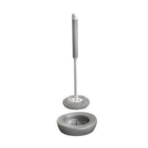 Bothyi - Escobilla De Baño Con Soporte De Secado, Depurador De Inodoro Para Baño, Inodoro, Gris Con Base