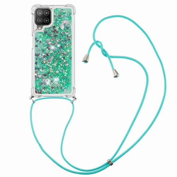 Funda FOXDOCK para Samsung Galaxy A22 4G con Cuerda Ajustable, Brillo Líquido, Protección Antigolpes y Lente – Ideal para Regalo