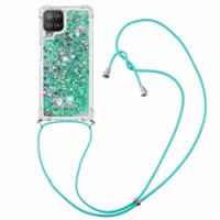 Funda Foxdock Para Samsung Galaxy A22 4G Con Cuerda Ajustable, Brillo Líquido, Protección Antigolpes Y Lente – Ideal Para Regalo