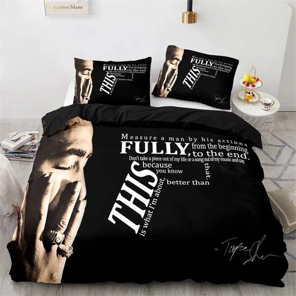 ed Tupac Shakur Rapper Pac Bedding Set Boys Girls Twin Queen Size Duvet Cover Pillowcase Bed Kids AdultBed Sheets
