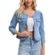 thumbnail image 1 of INSPIRE CHIC Chaqueta de Mezclilla para Mujer sin Cuello 2026 Cárdigan de Manga Larga Chaquetas de Jean M Azul Claro, 1 of 6