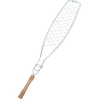 Ioensy - Cesta Práctica Para Asar Pescado Con Asa De Madera, Ideal Para Acampar Y Para Cocinar Camarones Al Aire Libre. Asa Redonda.